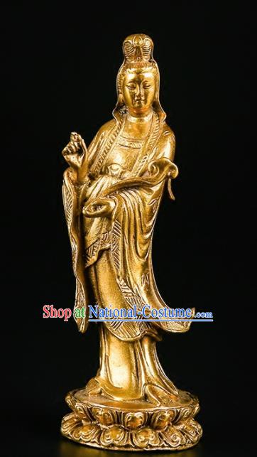 Chinese Traditional Feng Shui Items Buddhism Brass Avalokitesvara Statue Decoration