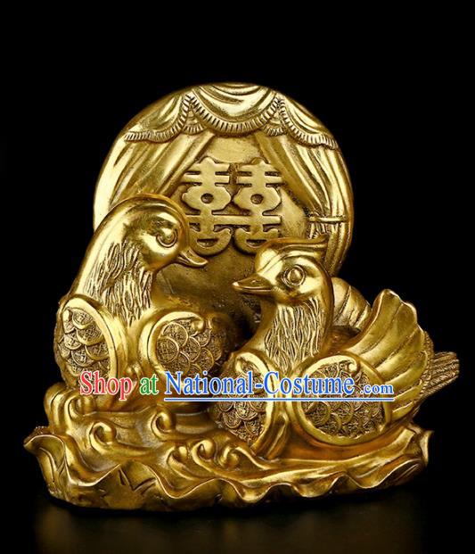 Chinese Traditional Feng Shui Items Taoism Bagua Brass Mandarin Duck Decoration