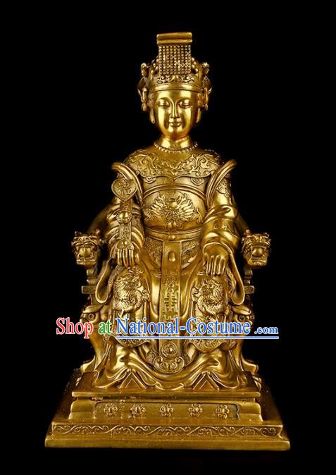 Chinese Traditional Feng Shui Items Taoism Brass Heavenly Queen Mother Statue Decoration