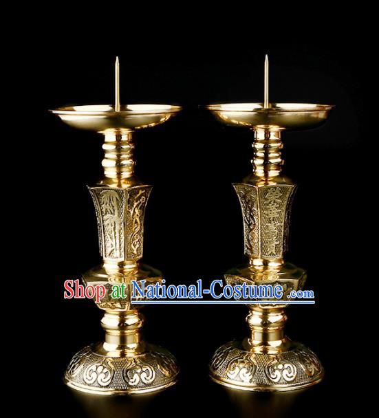 Chinese Traditional Feng Shui Items Taoism Bagua Brass Candlesticks Decoration