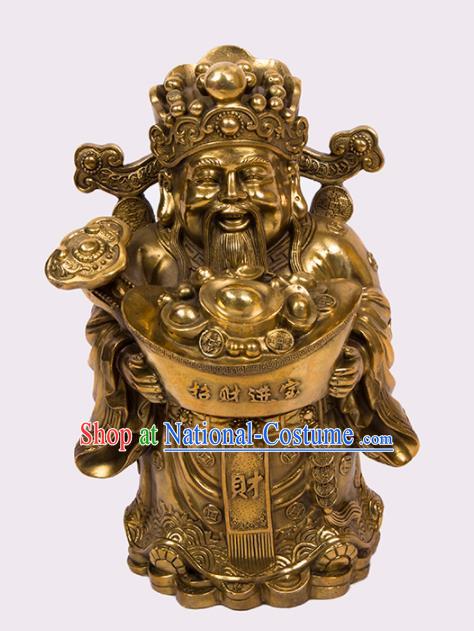 Chinese Traditional Feng Shui Items Bagua Decoration Wealth God Brass Statue