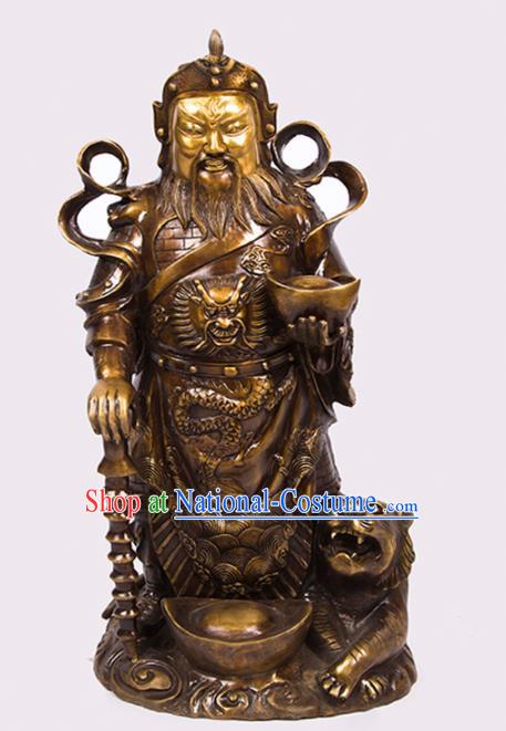 Chinese Traditional Feng Shui Items Bagua Decoration Taoism Wealth God Brass Statue