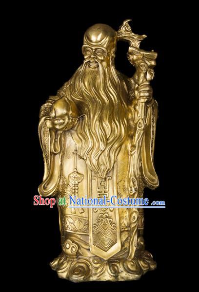 Chinese Traditional Feng Shui Items Taoism Bagua Brass Longevity God Statue Decoration