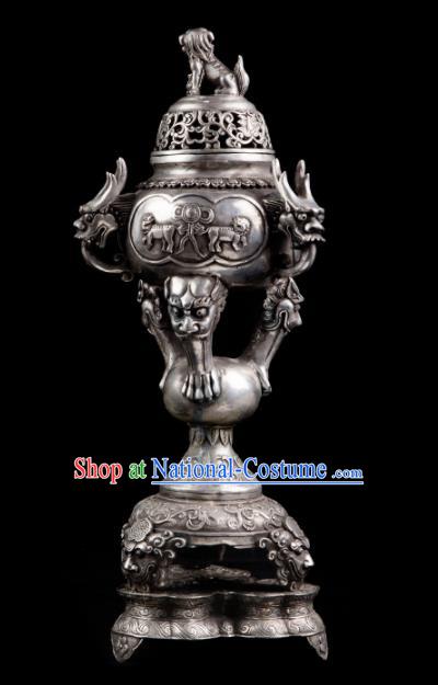 Chinese Traditional Taoism Bagua Cupronickel Incense Burner Feng Shui Items Censer Decoration