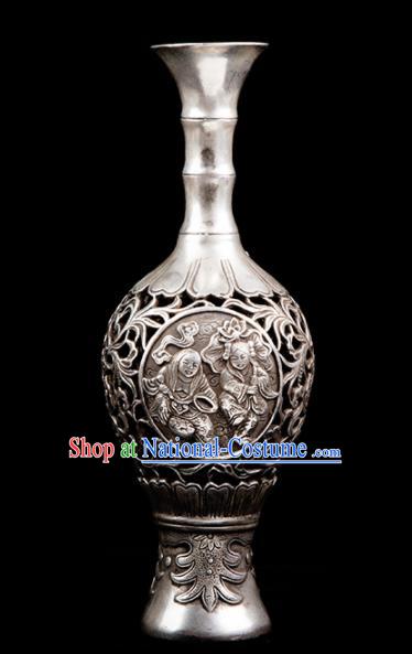 Chinese Traditional Feng Shui Items Taoism Bagua Cupronickel Carving Vase Decoration