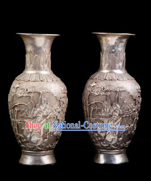 Chinese Traditional Feng Shui Items Taoism Bagua Cupronickel Carving Vase Decoration