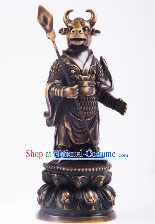 Chinese Traditional Feng Shui Items Taoism Bagua Brass Chinese Zodiac Ox Statue Decoration