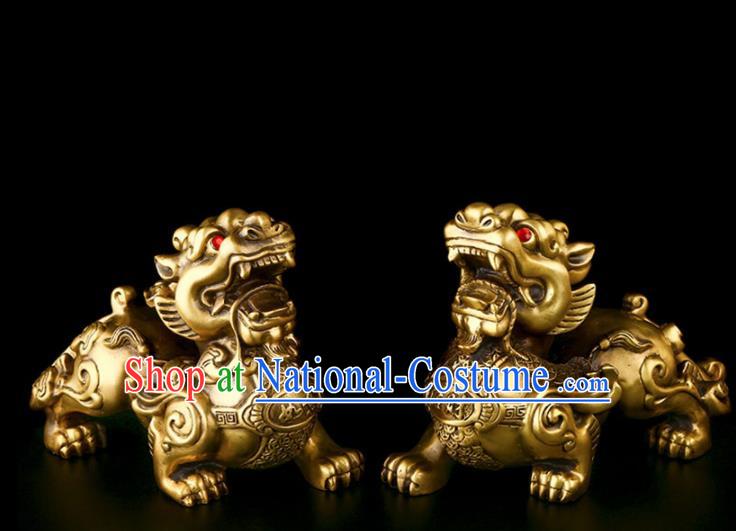 Chinese Traditional Feng Shui Items Taoism Bagua Brass Pi Xiu Decoration