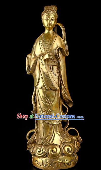 Chinese Traditional Feng Shui Items Brass Goddess Statue Decoration