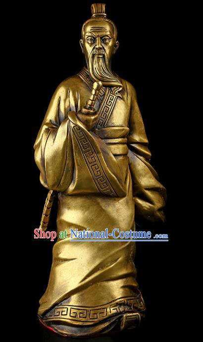 Chinese Traditional Feng Shui Items Taoism Brass Jiang Ziya Statue Decoration