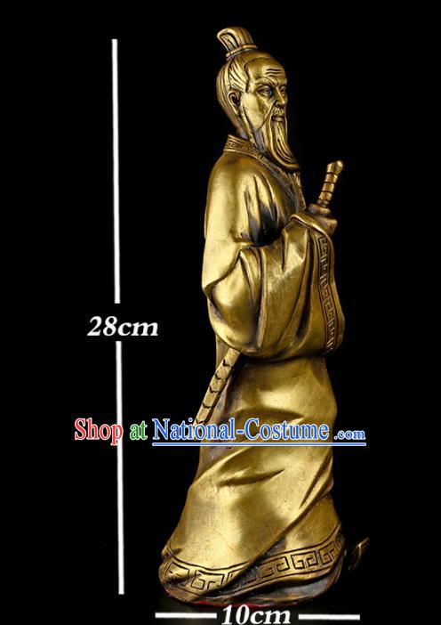 Chinese Traditional Feng Shui Items Taoism Brass Jiang Ziya Statue Decoration