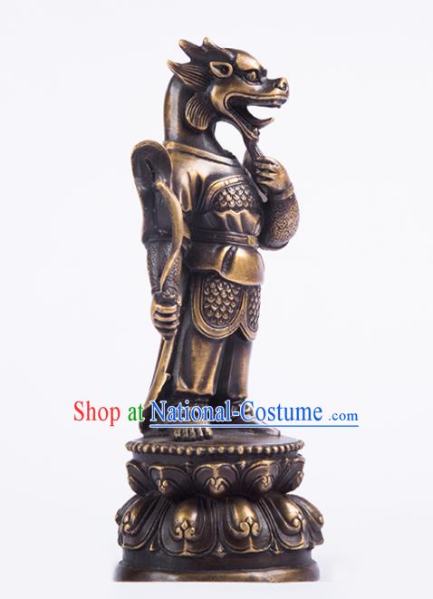 Chinese Traditional Feng Shui Items Taoism Bagua Brass Chinese Zodiac Dragon Statue Decoration