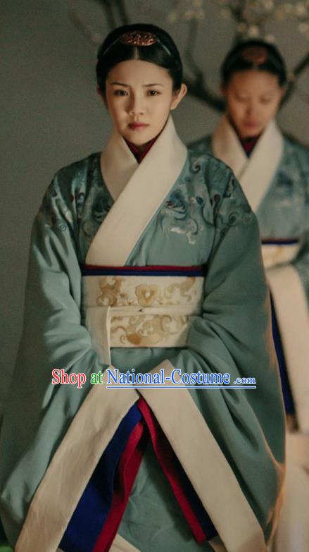 Drama The Lengend of Haolan Chinese Ancient Warring States Period Court Maid Historical Costume and Headpiece for Women