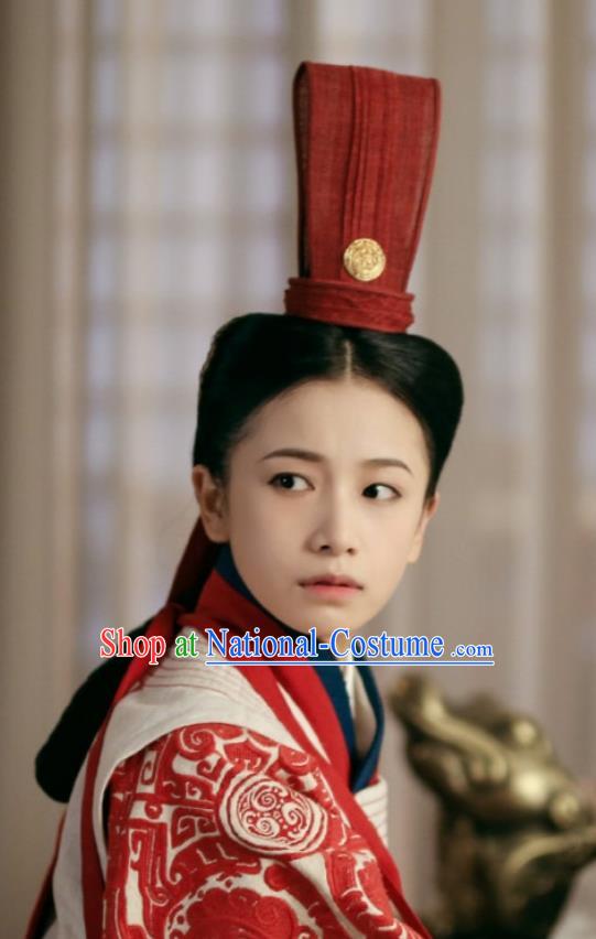 Chinese Ancient Warring States Period Court Maid The Lengend of Haolan Embroidered Historical Costume and Headpiece for Women