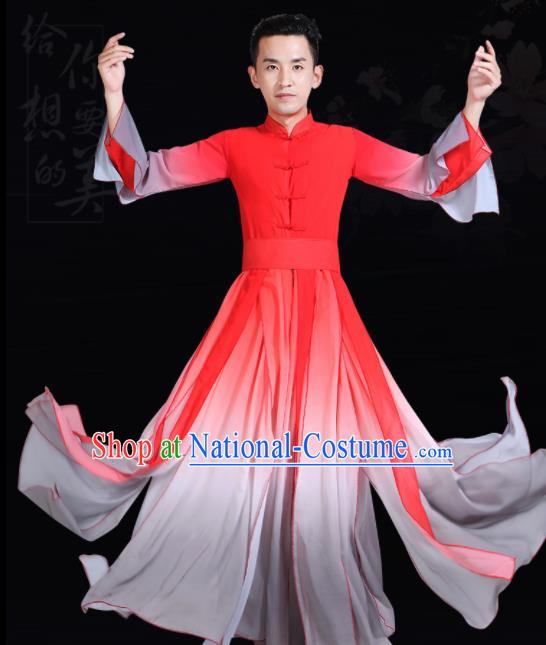 Chinese Traditional Stage Show Dance Red Costume Classical Dance Group Dance Clothing for Men