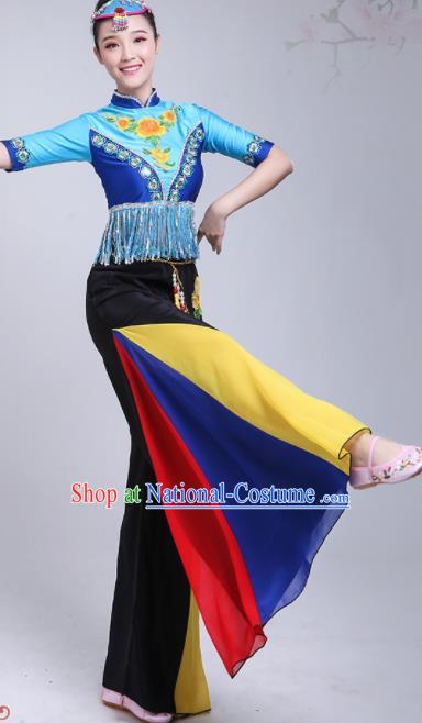 Chinese Traditional Stage Performance Fan Dance Costume Folk Dance Yangko Dance Dress for Women