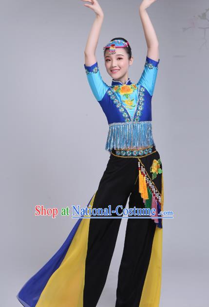 Chinese Traditional Stage Performance Fan Dance Costume Folk Dance Yangko Dance Dress for Women