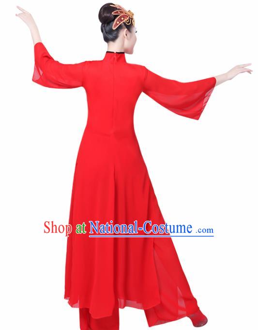 Chinese Traditional Umbrella Dance Red Costume Classical Dance Group Dance Dress for Women