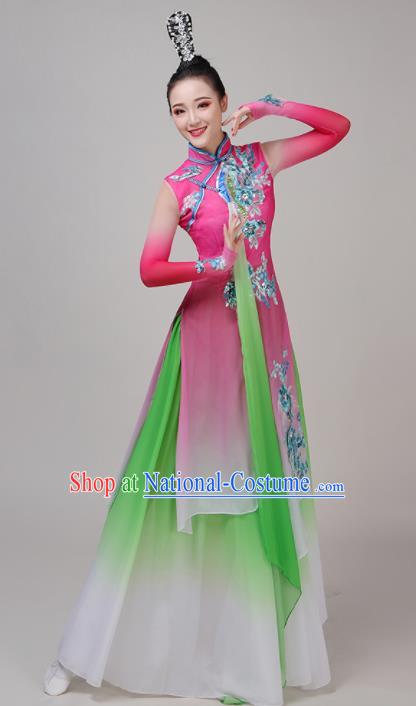 Chinese Traditional Stage Performance Umbrella Dance Pink Costume Classical Dance Group Dance Dress for Women