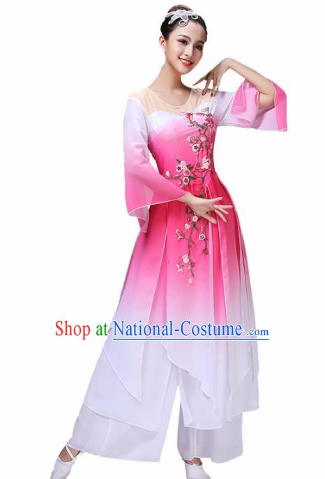 Chinese Traditional Stage Performance Fan Dance Pink Costume Classical Dance Group Dance Dress for Women