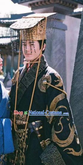 The Lengend of Haolan Ancient Chinese Warring States Period Qin King Historical Costume and Headpiece for Men