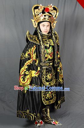 Chinese Traditional Sichuan Opera Embroidered Black Costume Face Changing Clothing Complete Set for Men