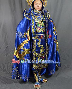 Chinese Traditional Sichuan Opera Embroidered Royalblue Costume Face Changing Clothing Complete Set for Men