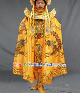 Chinese Traditional Sichuan Opera Embroidered Yellow Costume Face Changing Clothing Complete Set for Men