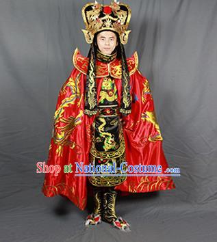 Chinese Traditional Sichuan Opera Embroidered Costume Face Changing Red Cloak and Clothing Complete Set for Men