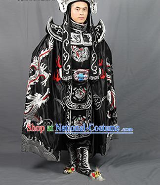 Chinese Traditional Sichuan Opera Embroidered Costume Face Changing Black Cloak and Clothing Complete Set for Men