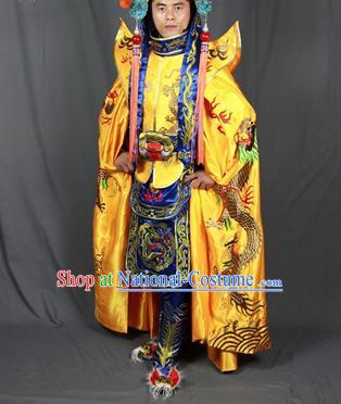 Chinese Traditional Sichuan Opera Embroidered Golden Cloak and Costume Face Changing Clothing Complete Set for Men