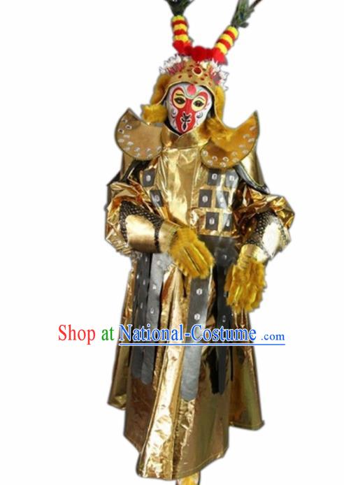 Chinese Traditional Sichuan Opera Sun Wukong Costume Face Changing Golden Clothing Complete Set for Men