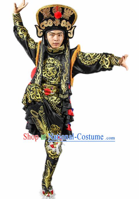 Chinese Traditional Sichuan Opera Black Costume Face Changing Clothing Complete Set for Men