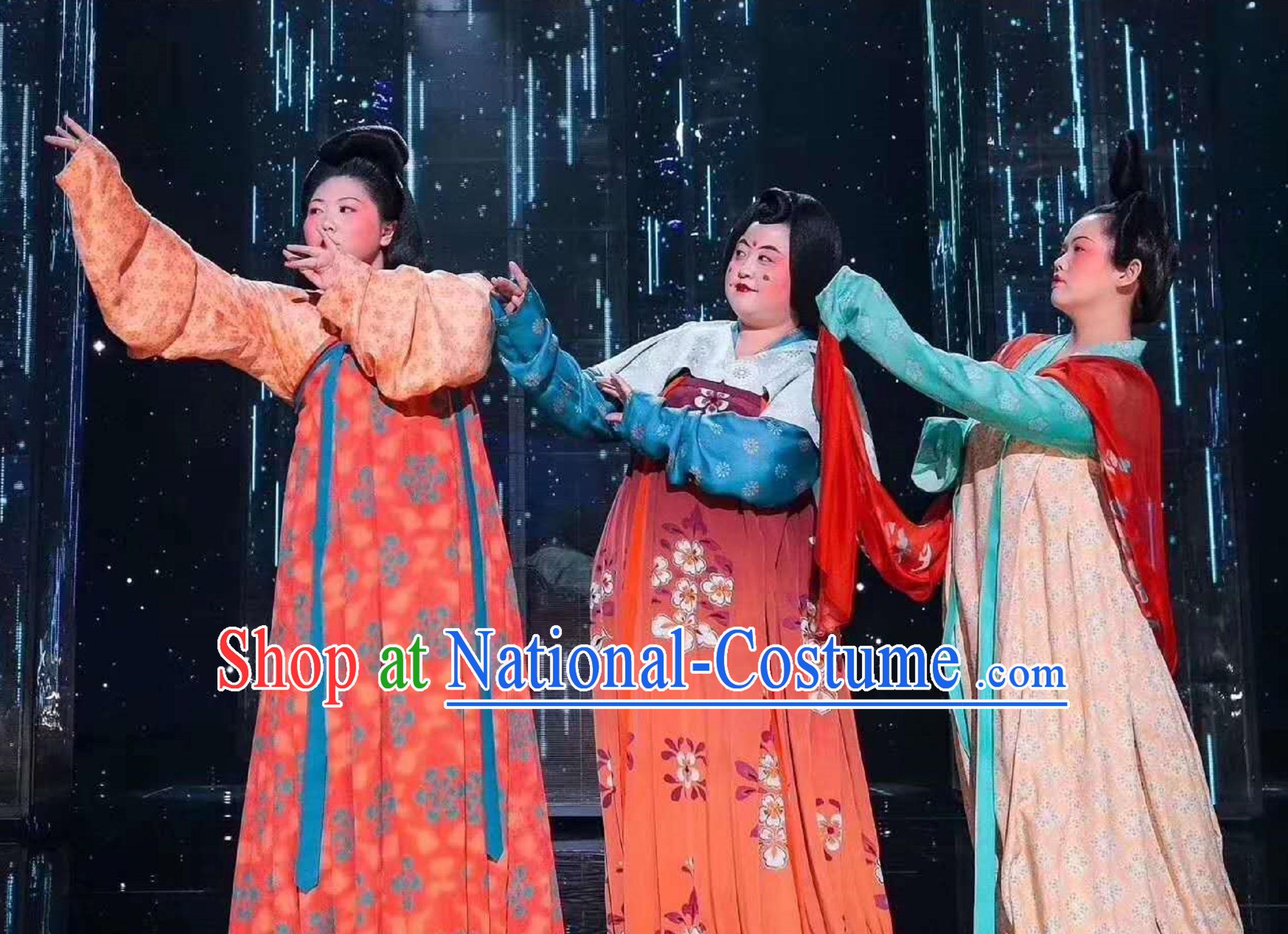 Ancient Chinese Tang Lady Costumes Dresses 3 Sets