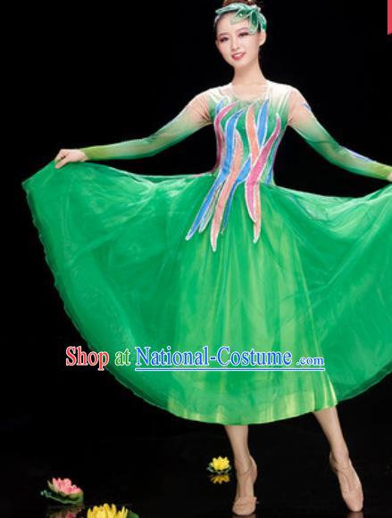 Chinese Traditional Spring Festival Gala Costume National Classical Dance Green Veil Dress for Women