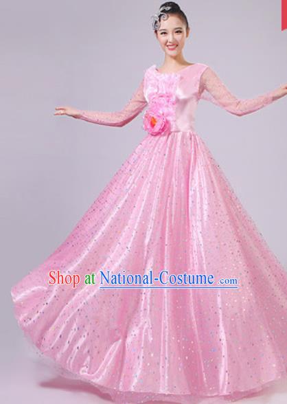 Chinese Traditional Spring Festival Gala Pink Dress Opening Dance Modern Dance Costume for Women