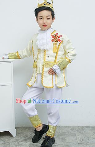 Europe Traditional Court Dance White Costume Drama Stage Performance Clothing for Kids