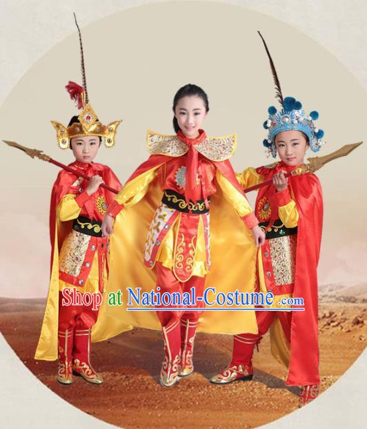 Chinese Traditional Beijing Opera Costume Stage Performance Mu Guiying Clothing for Kids