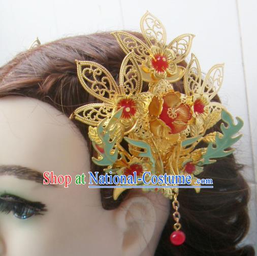 Chinese Traditional Goddess Golden Hairpins Ancient Queen Hair Accessories for Women