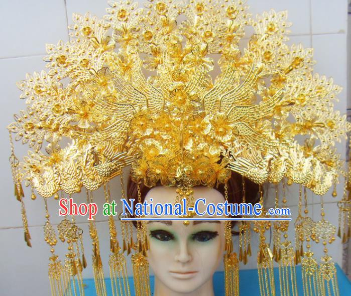 Chinese Traditional Goddess Hairpins Tassel Phoenix Coronet Ancient Bride Hair Accessories for Women