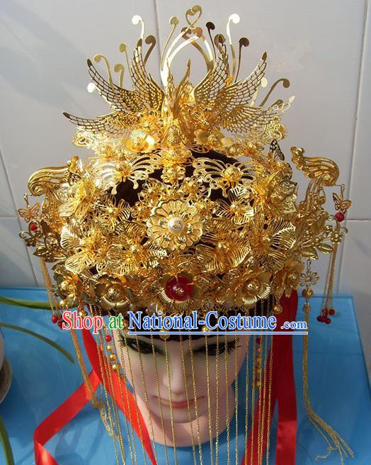 Chinese Traditional Goddess Phoenix Coronet Ancient Bride Hair Accessories for Women