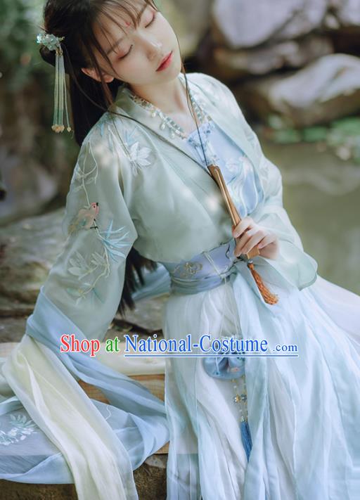 Chinese Traditional Hanfu Dress Ancient Tang Dynasty Princess Embroidered Costume for Women