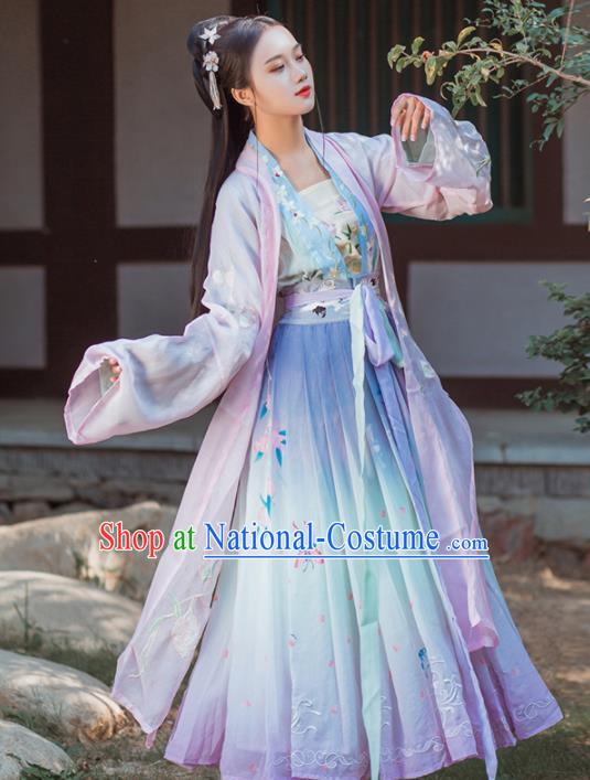 Chinese Traditional Hanfu Dress Ancient Tang Dynasty Palace Princess Embroidered Costume for Women