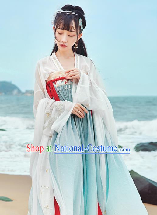 Chinese Traditional Tang Dynasty Hanfu Dress Ancient Palace Princess Embroidered Costume for Women