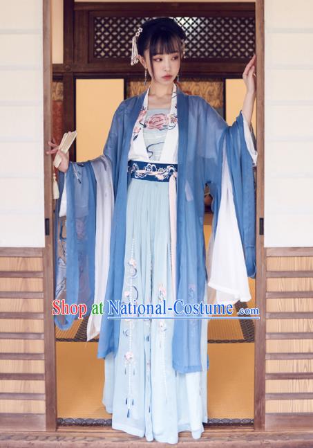 Chinese Traditional Tang Dynasty Nobility Lady Hanfu Dress Ancient Court Princess Embroidered Costume for Women