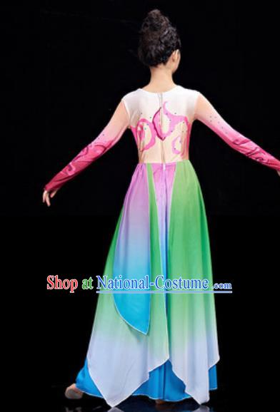 Chinese National Classical Dance Umbrella Dance Dress Traditional Lotus Dance Green Costume for Women