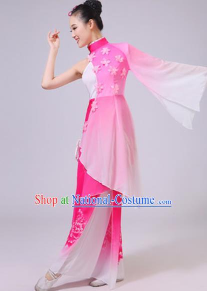 Chinese National Lotus Dance Umbrella Dance Pink Dress Traditional Classical Dance Costume for Women