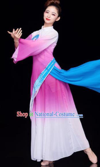 Chinese National Lotus Dance Umbrella Dance Light Purple Dress Traditional Classical Dance Costume for Women