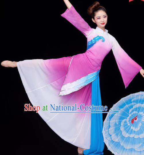 Chinese National Lotus Dance Umbrella Dance Light Purple Dress Traditional Classical Dance Costume for Women