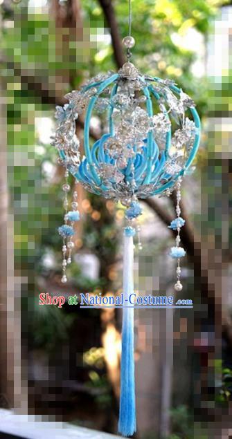 Chinese National Wedding Jewelry Accessories Handmade Traditional Blue Lantern for Women